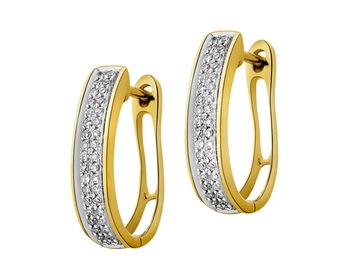 Yellow gold earrings with diamonds 0,16 ct - fineness 14 K