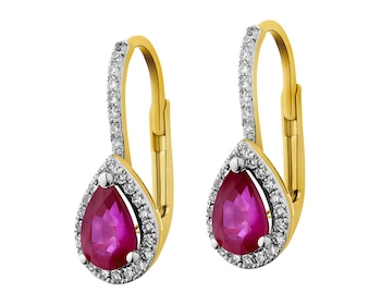 14 K Yellow Gold Earrings with Diamonds - fineness 14 K