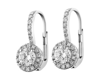 White gold earrings with brilliants 0,94 ct - fineness 14 K