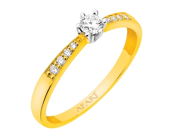 Yellow gold ring with brilliants 0,18 ct - fineness 14 K