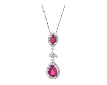 White gold pendant with brilliants and rubies - fineness 14 K