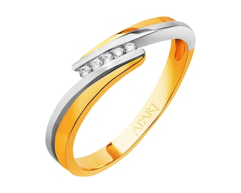 Prsten ze žlutého zlata s brilianty 0,03 ct - ryzost 585