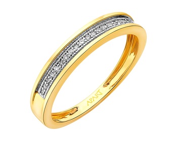 Prsten ze žlutého zlata s diamanty 0,07 ct - ryzost 585