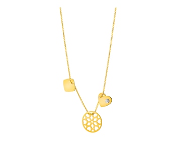 Yellow gold necklace with diamond 0,008 ct - fineness 14 K