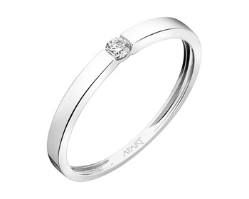 White gold diamond ring 0,05 ct - fineness 9 K