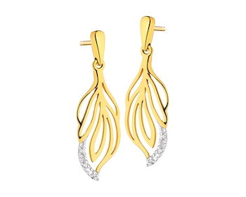 Yellow gold diamond earrings 0,01 ct - fineness 14 K