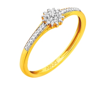 Yellow gold diamond ring 0,10 ct - fineness 14 K