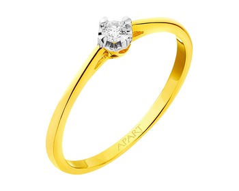 Prsten ze žlutého zlata s briliantem 0,05 ct - ryzost 585