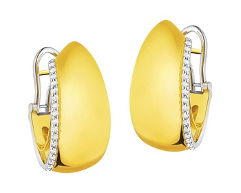 18ct Yellow Gold, White Gold Earrings with Diamonds 0,30 ct - fineness 18 K