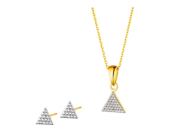 14ct Rhodium-Plated Yellow Gold Set with Cubic Zirconia