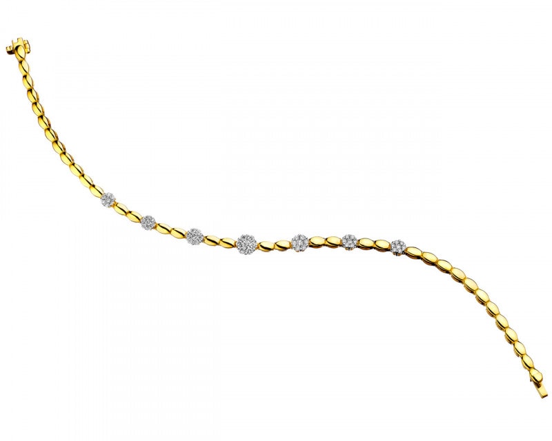 Bransoletka z żółtego złota z brylantami - 18 cm - 0,63 ct - próba 585