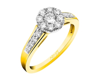 Yellow and white gold diamond ring 0,61 ct - fineness 585
