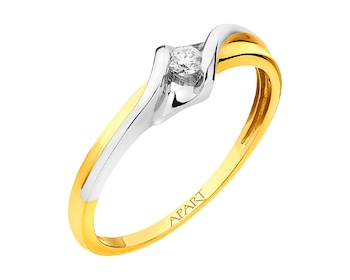 14ct Yellow Gold Ring with Diamond 0,05 ct - fineness 14 K