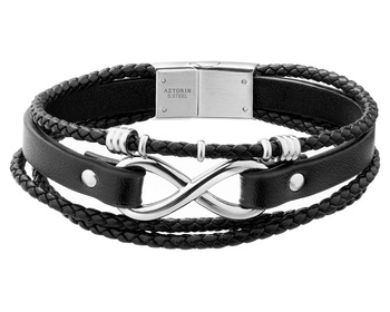 Stainless Steel, Leather Bracelet