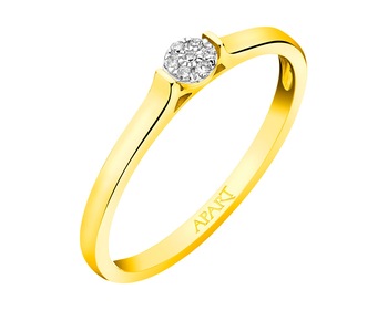 Yellow gold diamond ring 0,02 ct - fineness 9 K