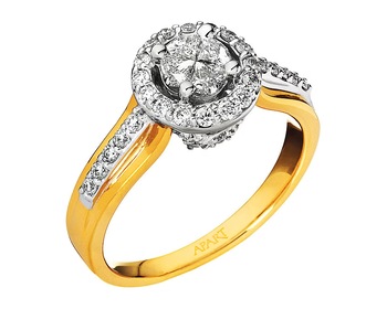 Yellow and white gold ring with diamonds 0,72 ct - fineness 585