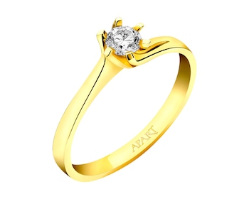 14ct Yellow Gold Ring with Diamond 0,19 ct - fineness 14 K