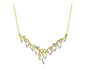 14ct Yellow Gold Necklace with Diamonds 0,09 ct - fineness 14 K