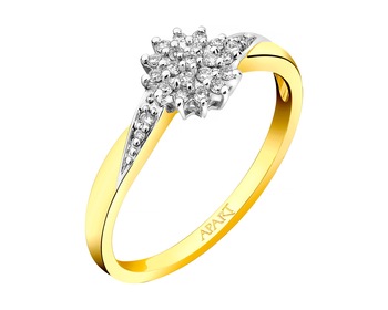 14ct Yellow Gold, White Gold Ring with Diamonds 0,12 ct - fineness 585