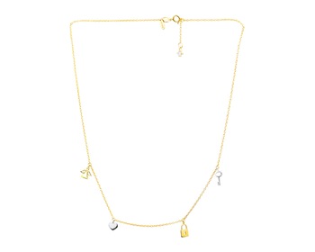 8ct Rhodium-Plated Yellow Gold Necklace with Cubic Zirconia