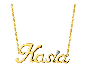 9ct Yellow Gold Necklace with Diamond 0,005 ct - fineness 9 K