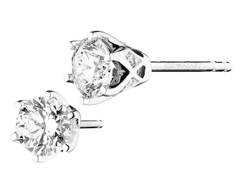 18ct White Gold Earrings with Diamonds 0,49 ct - fineness 18 K
