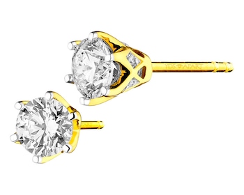 18ct Yellow Gold Earrings with Diamonds 0,49 ct - fineness 18 K