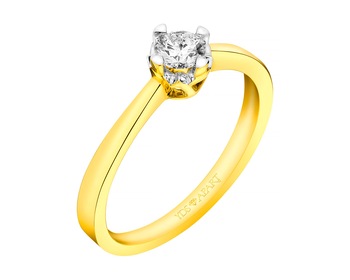 18ct Yellow Gold Ring with Diamond 0,18 ct - fineness 18 K