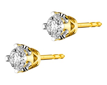 18ct Yellow Gold Earrings with Diamonds 0,36 ct - fineness 18 K