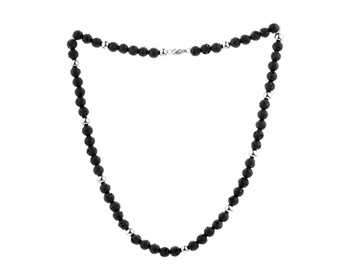 Stainless Steel Necklace with Volcanic Rock