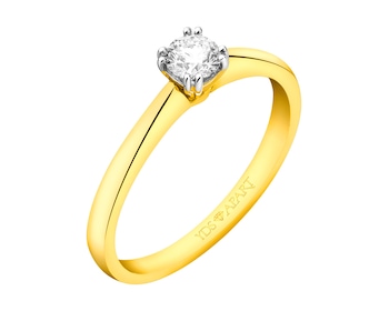 18ct Yellow Gold Ring with Diamond 0,18 ct - fineness 18 K