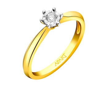 9ct Yellow Gold, White Gold Ring with Diamond 0,05 ct - fineness 375