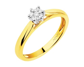 14ct Yellow Gold, White Gold Ring with Diamonds 0,06 ct - fineness 585