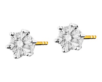 14ct Yellow Gold, White Gold Earrings with Diamonds 0,12 ct - fineness 585
