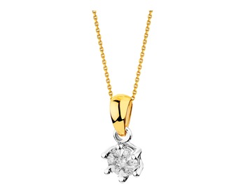 14ct Yellow Gold, White Gold Pendant with Diamonds 0,06 ct - fineness 585