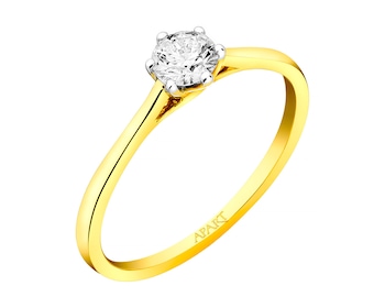 14ct Yellow Gold Ring with Diamond 0,29 ct - fineness 14 K