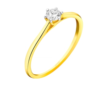 14ct Yellow Gold Ring with Diamond 0,20 ct - fineness 14 K