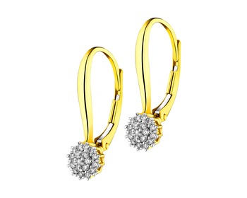 14ct Yellow Gold Earrings with Diamonds 0,12 ct - fineness 14 K