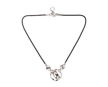 Rhodium Plated Silver Necklace with Crystal