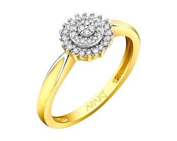 9ct Yellow Gold Ring with Diamonds 0,09 ct - fineness 9 K