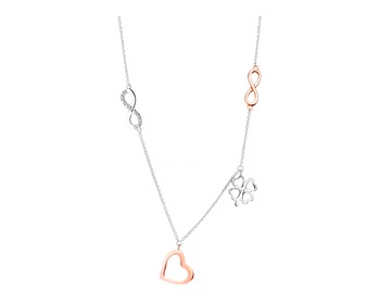 9ct White Gold, Pink Gold Necklace with Diamonds 0,01 ct - fineness 9 K