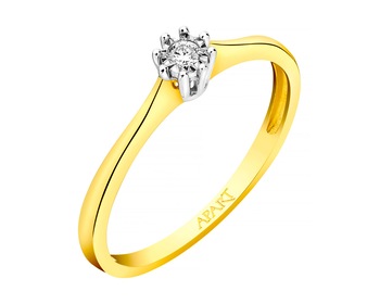 14ct Yellow Gold, White Gold Ring with Diamond 0,02 ct - fineness 585