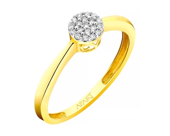14ct Yellow Gold Ring with Diamonds 0,06 ct - fineness 14 K