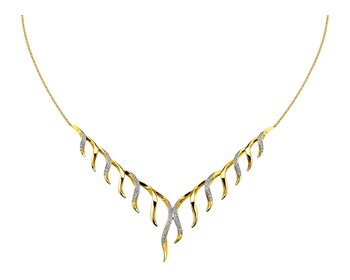 14ct Yellow Gold Necklace with Diamonds 0,25 ct - fineness 14 K