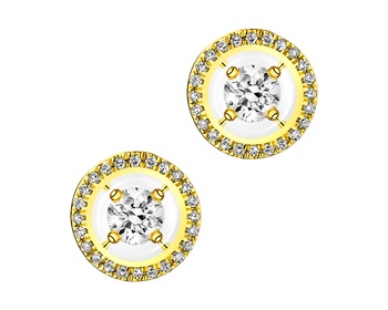 14ct Yellow Gold Earrings with Diamonds 0,33 ct - fineness 14 K