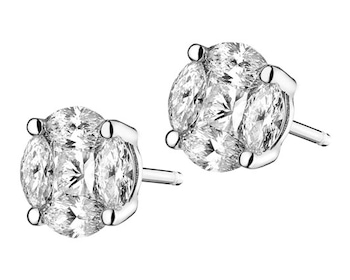 14ct White Gold Earrings with Diamonds 1,18 ct - fineness 14 K