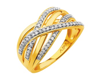14ct Yellow Gold Ring with Diamonds 0,25 ct - fineness 14 K