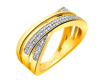 14ct Yellow Gold Ring with Diamonds 0,14 ct - fineness 14 K