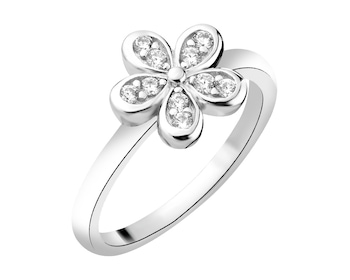 Stříbrný prsten se zirkony - Květ