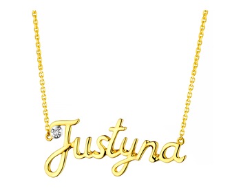 Naszyjnik z żółtego złota z diamentem - Justyna 0,005 ct - próba 375